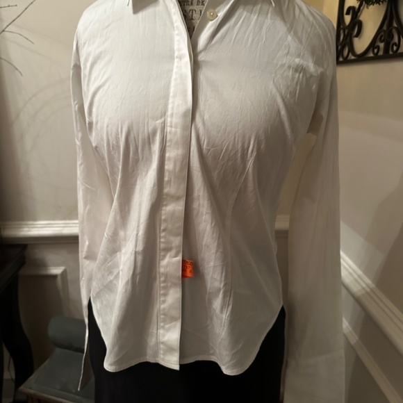 Talbots petites women’s collared white stretch blouse French cuff size 6 EUC - Picture 5 of 9